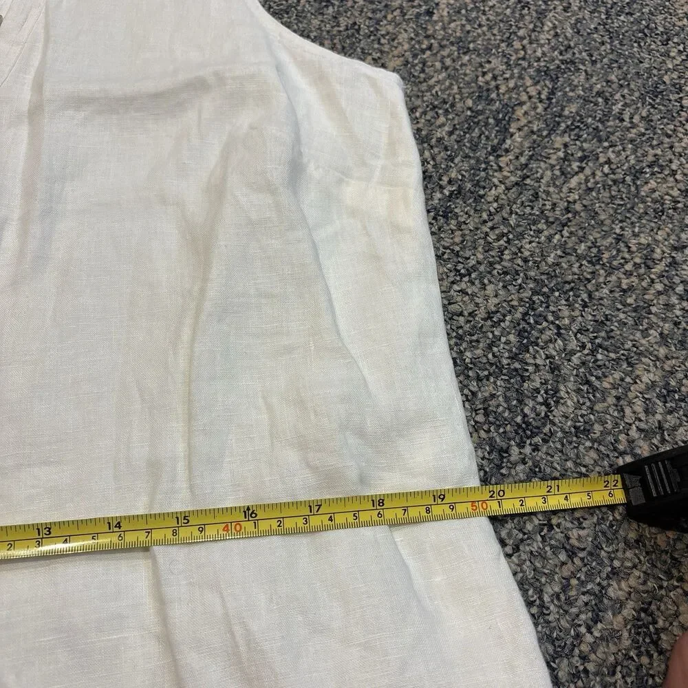 Tommy Bahama Two Palms Double Ruffle Dress Linen In White New Size Medium - Picture 5 of 8